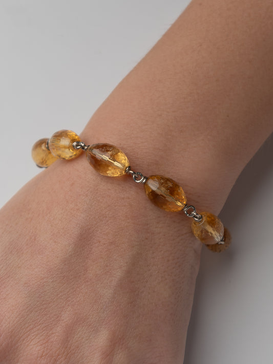 Citrine Tube Bracelet with Wing