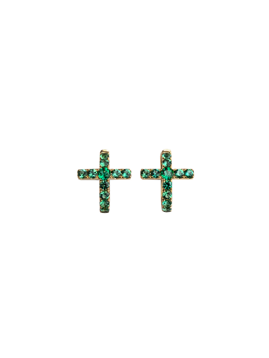 Fiorina Jewellery Gold Side Cross Earrings Emerald