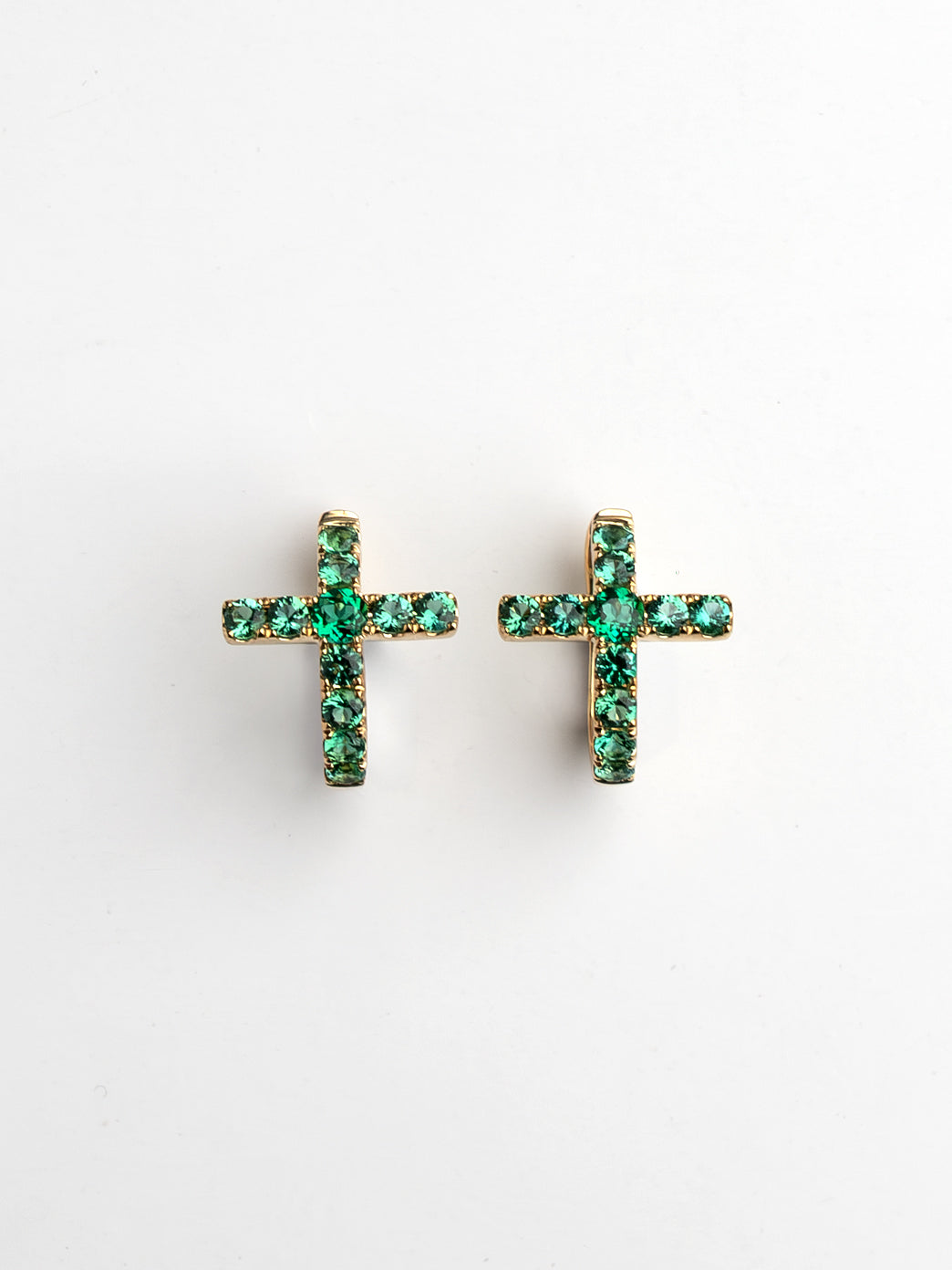 Fiorina Jewellery Gold Side Cross Earrings Emerald