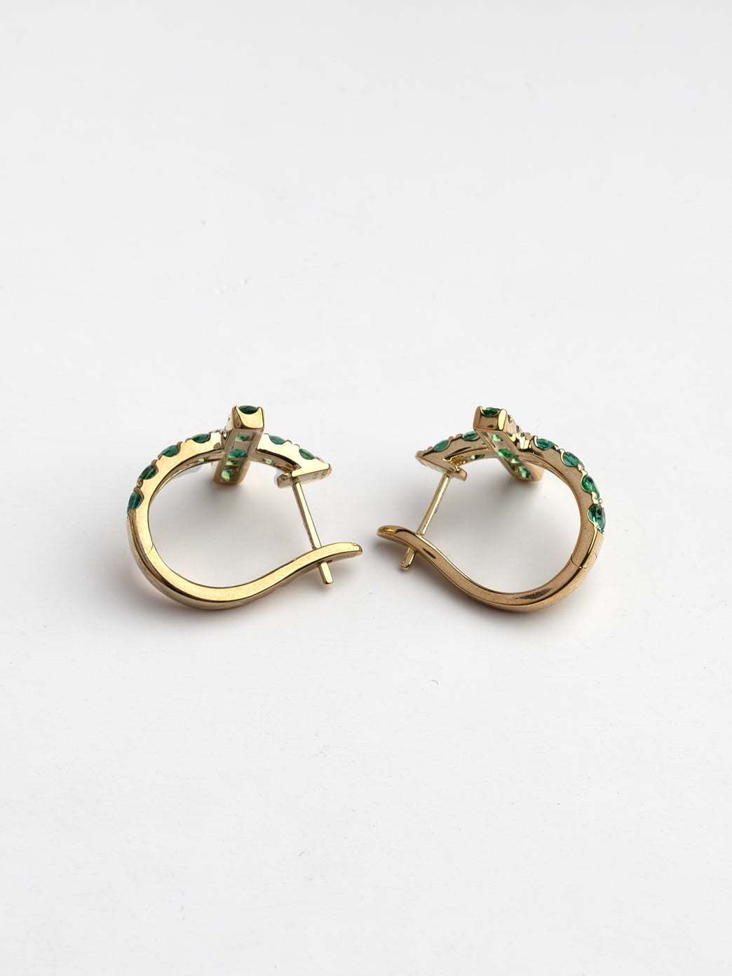Fiorina Jewellery Gold Side Cross Earrings Emerald