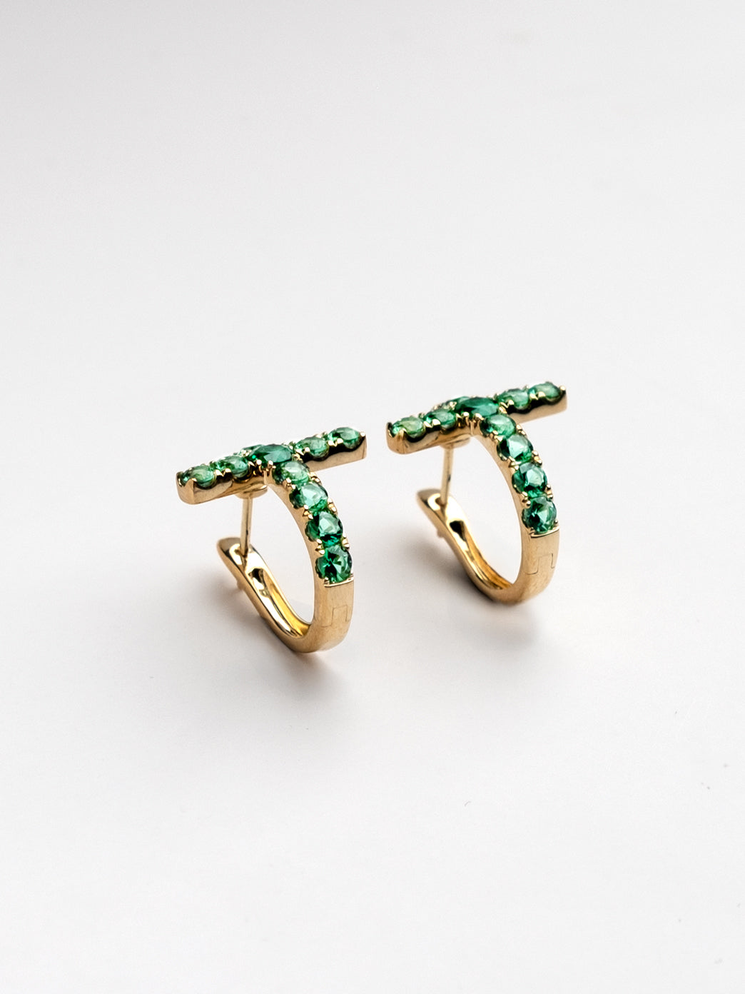 Fiorina Jewellery Gold Side Cross Earrings Emerald