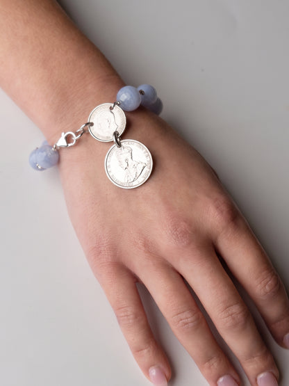 Double Coin Bracelet with Chalcedony