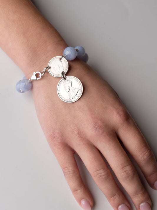 Double Coin Bracelet with Chalcedony
