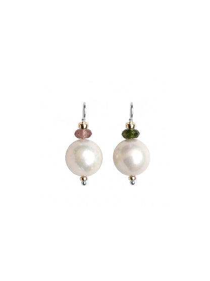 Edison Pearl Earrings with Tourmaline