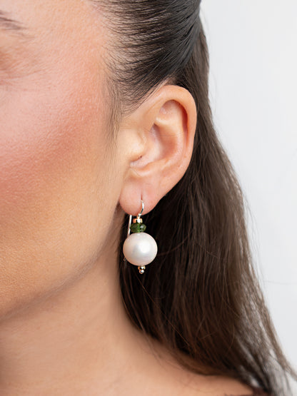 Edison Pearl Earrings with Tourmaline