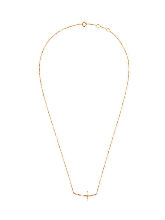 Diamond Side Cross Necklace Yellow Gold