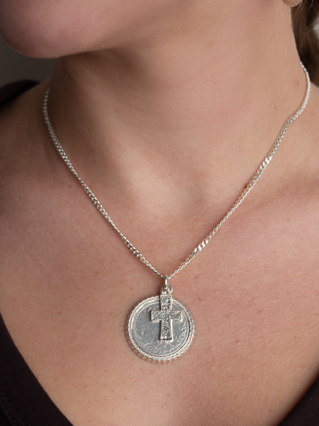 Coin Cross Necklace
