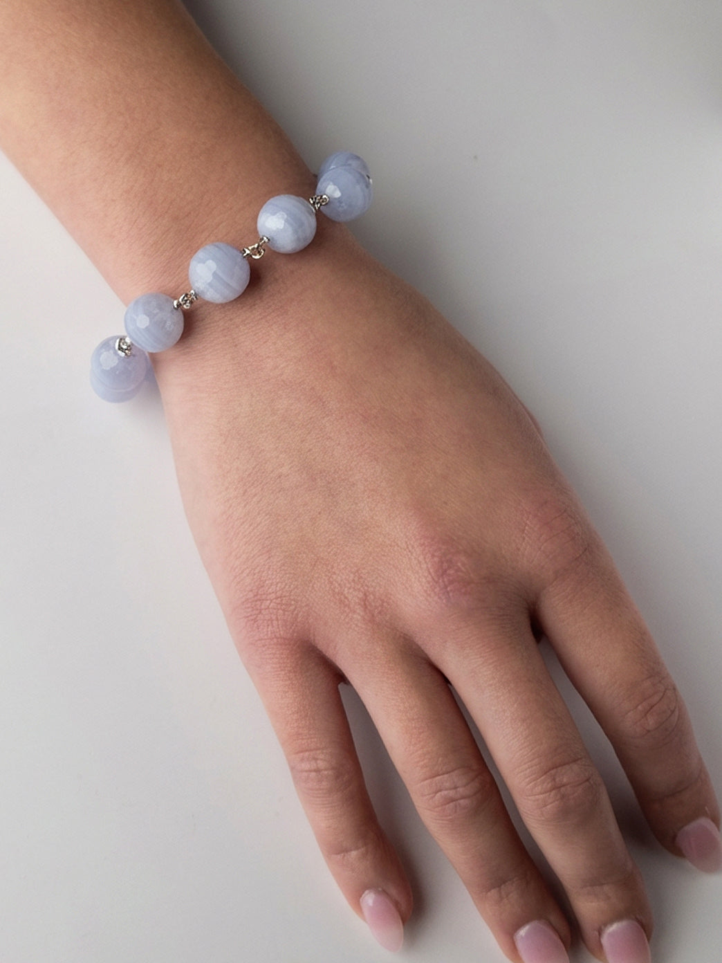 Double Coin Bracelet with Chalcedony