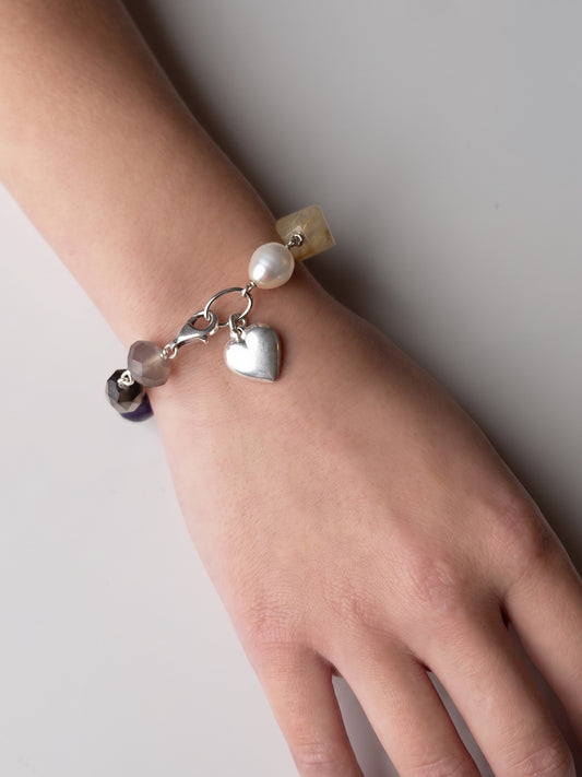 Muted Chakra Bracelet with Heart