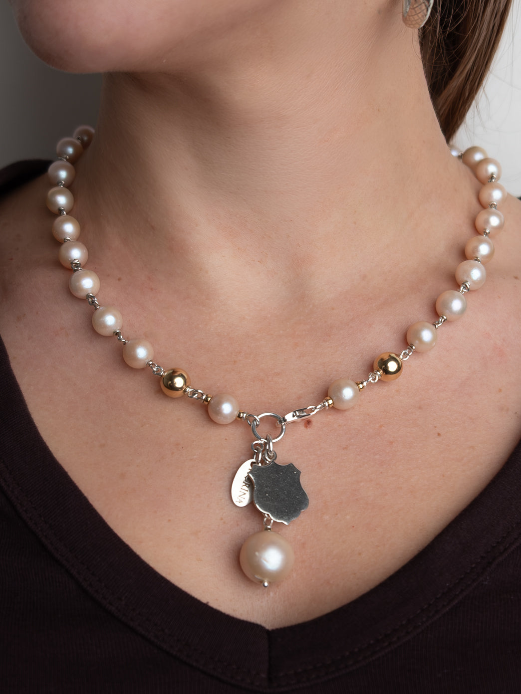 Simple Pearlina Necklace with Pink Pearl