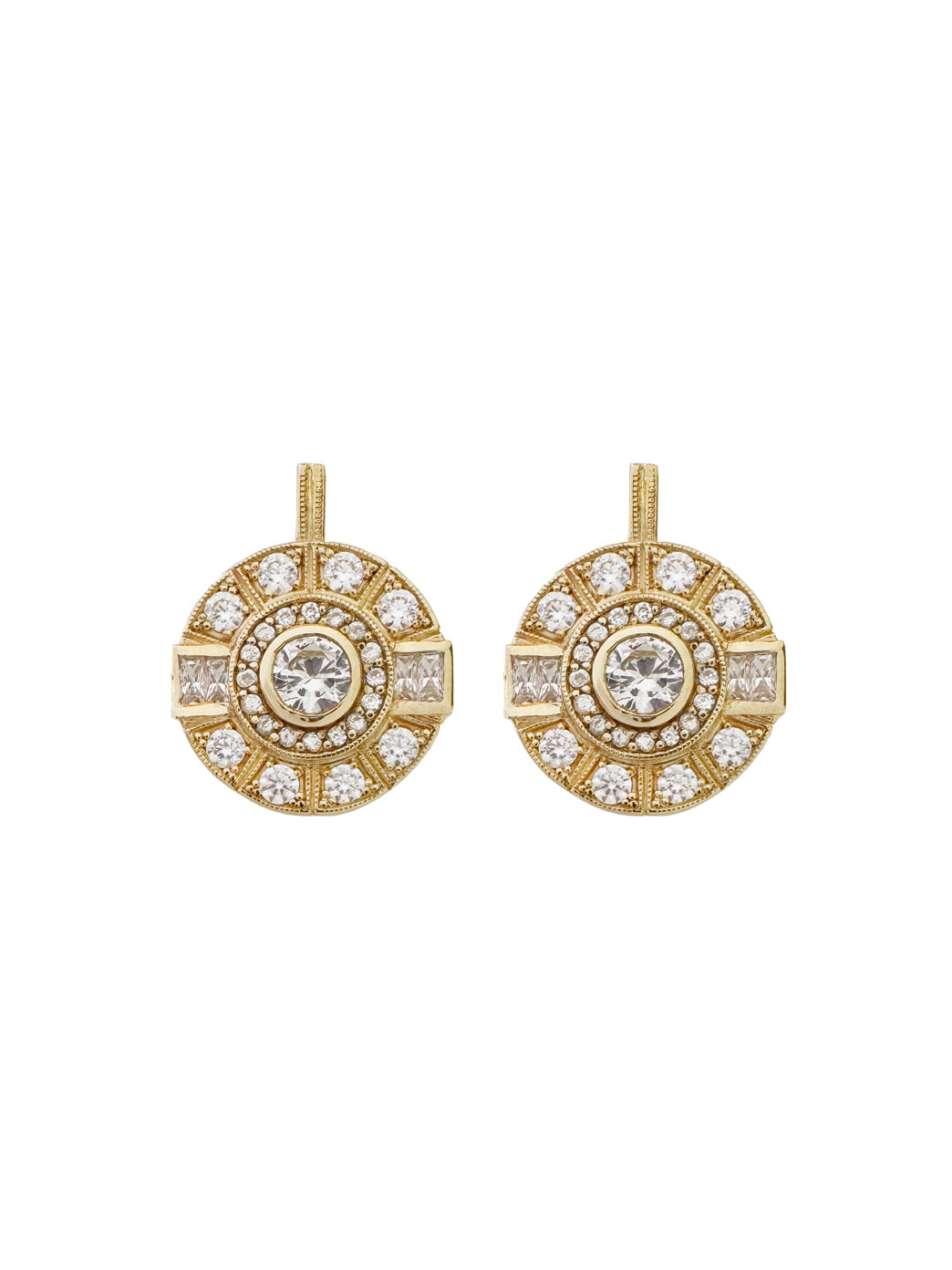 Fiorina Jewellery Gold Aztec Earrings White Spinel