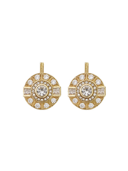 Fiorina Jewellery Gold Aztec Earrings White Spinel
