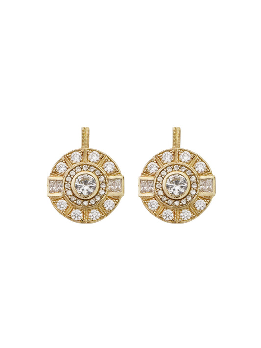 Fiorina Jewellery Gold Aztec Earrings White Spinel