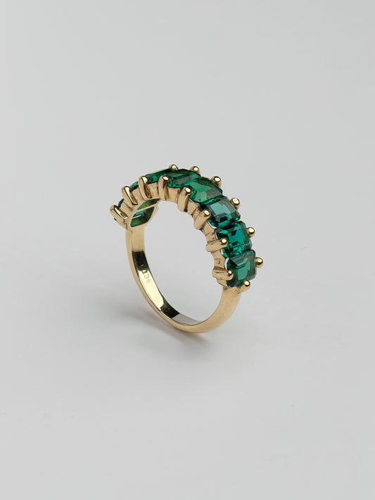 Fiorina Jewellery Gold Cuba Ring Emerald