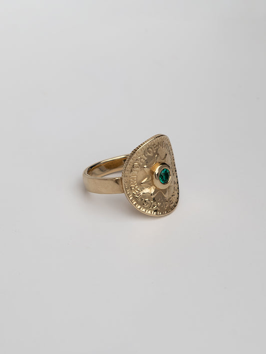 Gold Joy Bent Coin Ring