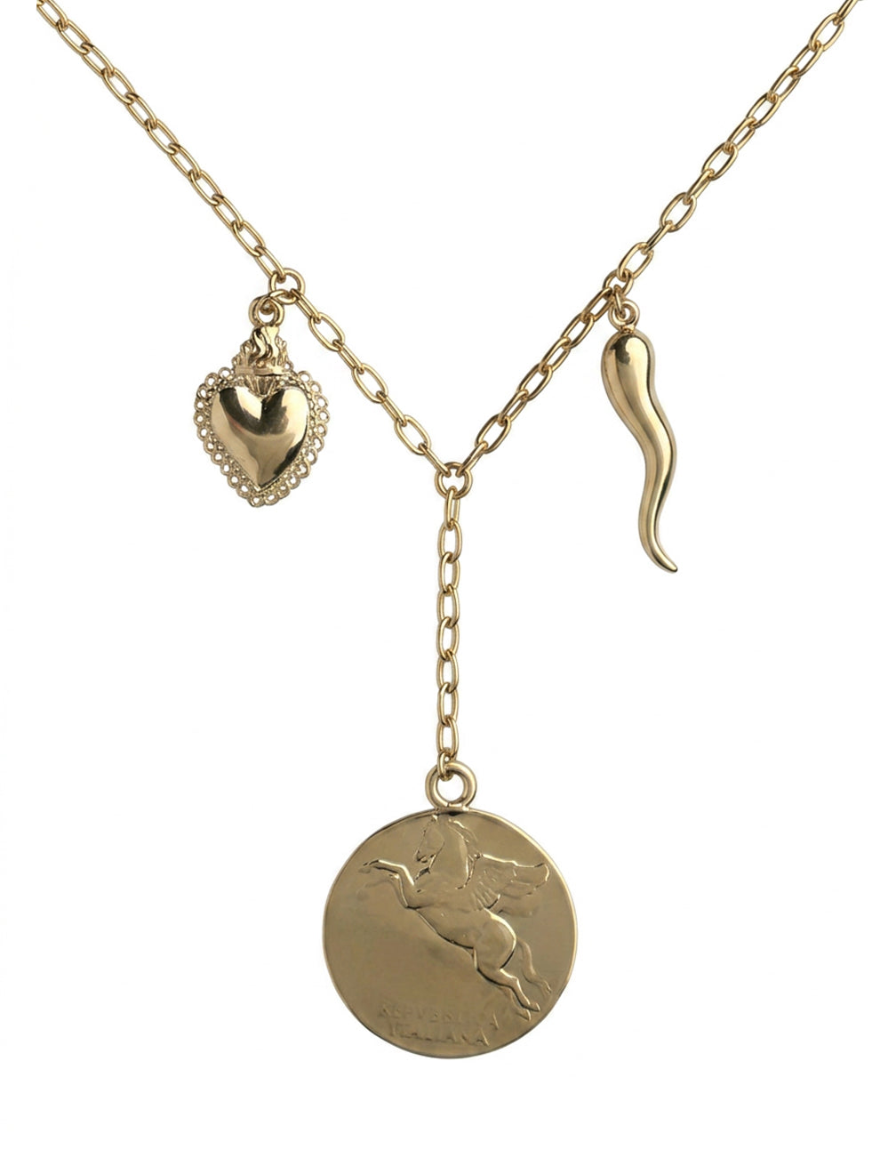 Gold Pegasus Coin Necklace