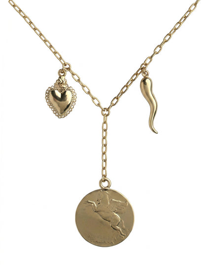 Gold Pegasus Coin Necklace