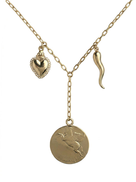 Gold Pegasus Coin Necklace