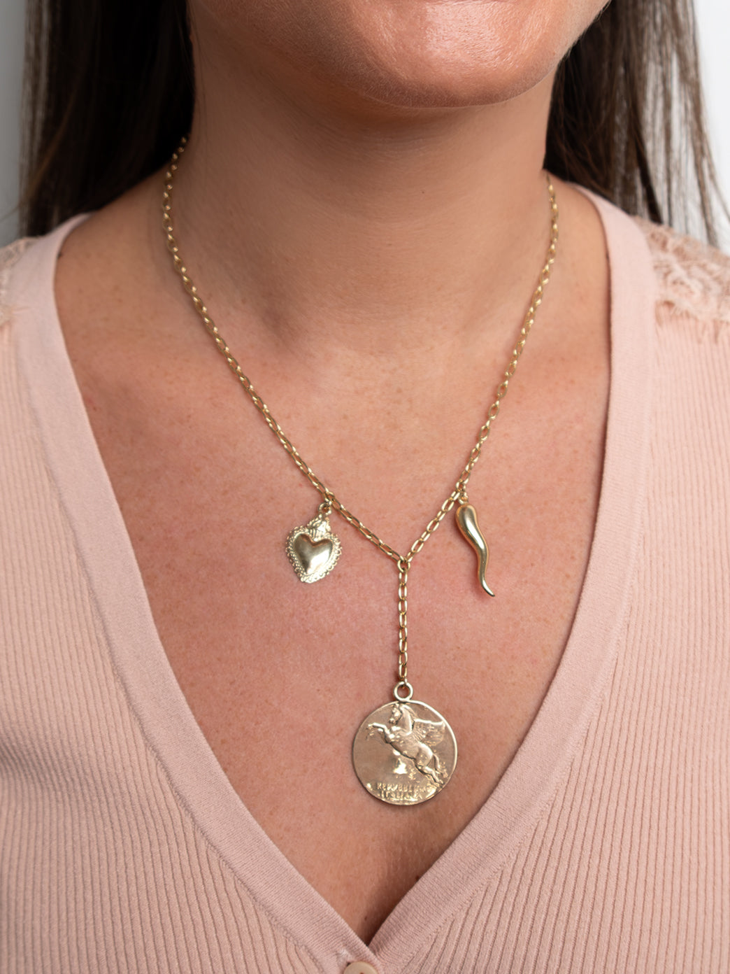 Fiorina Jewellery Gold Pegasus Necklace Model
