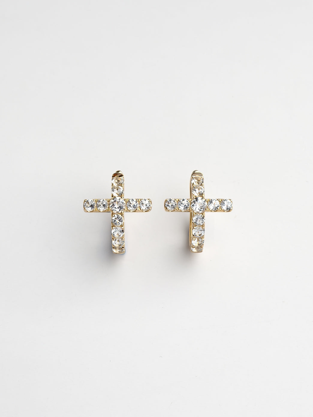 Fiorina Jewellery Gold Side Cross Earrings - White Topaz