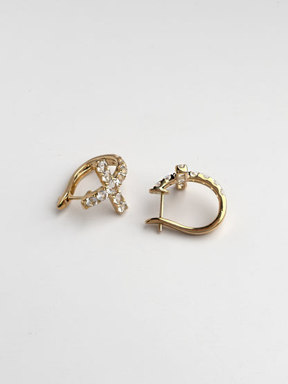 Fiorina Jewellery Gold Side Cross Earrings - White Topaz