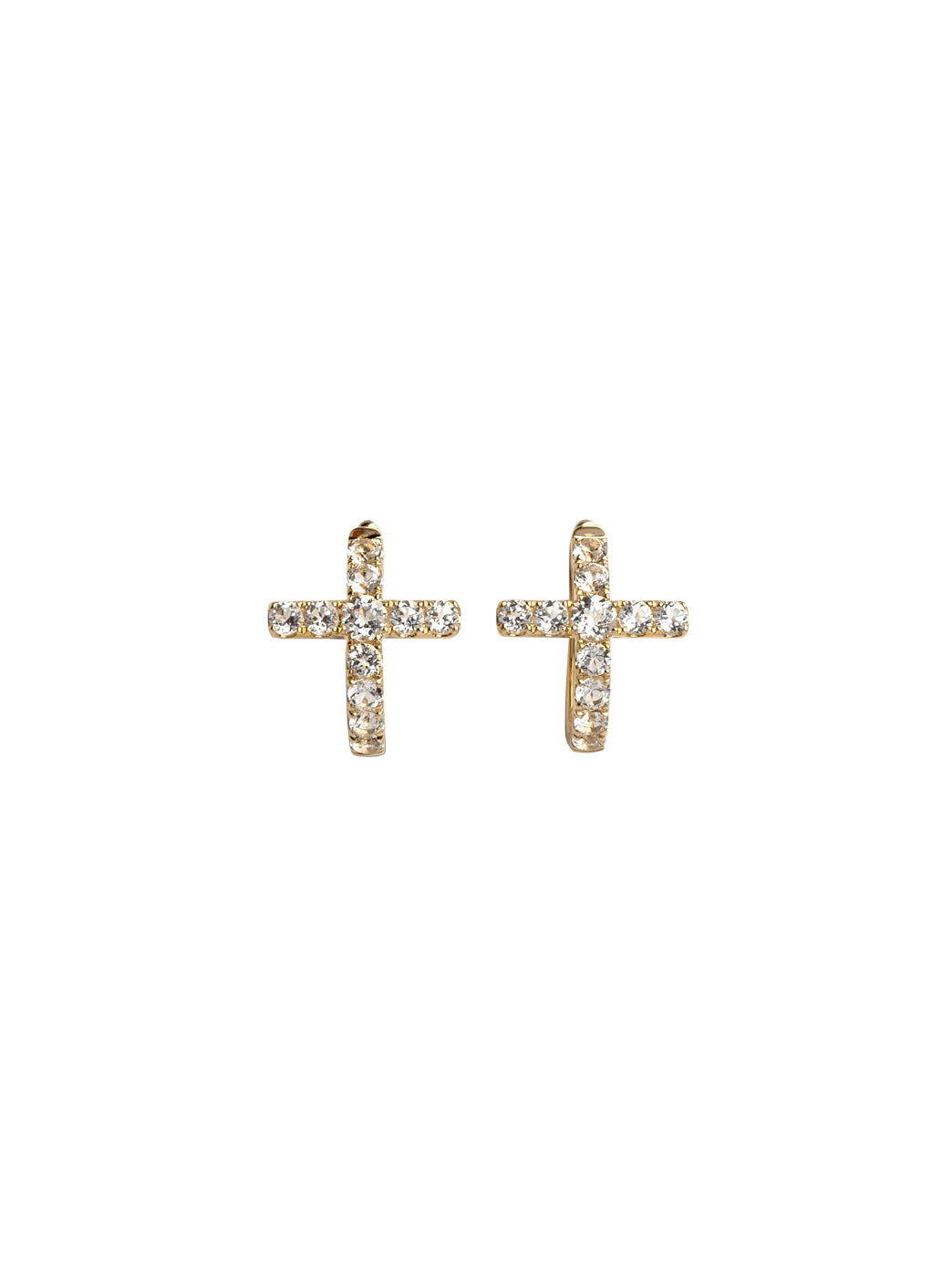 Fiorina Jewellery Gold Side Cross Earrings - White Topaz