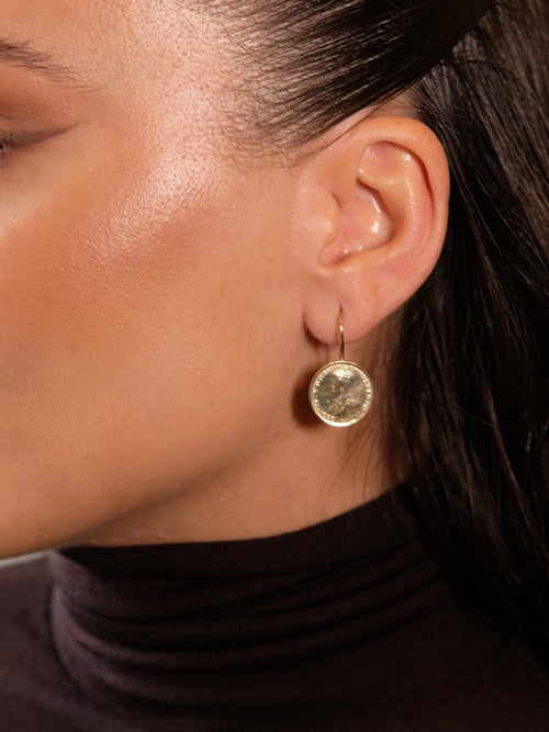 Fiorina Jewellery Gold Simple 3p Coin Earrings Model