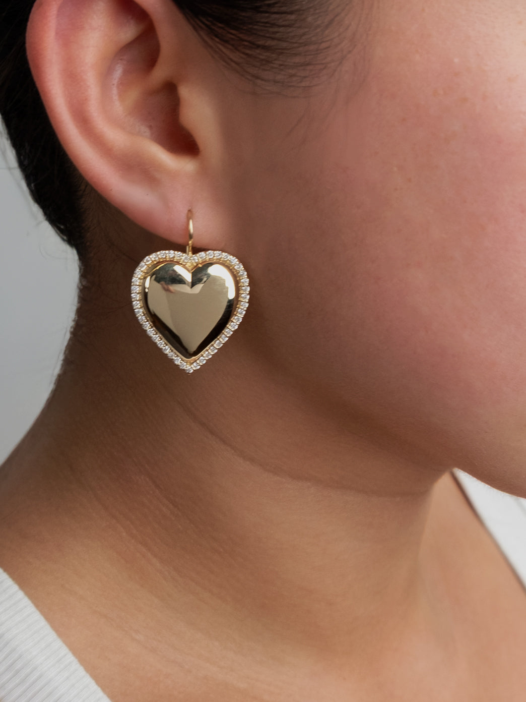 Fiorina Jewellery Gold and Diamond Halo Heart Earrings