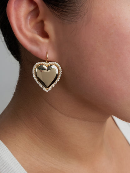 Fiorina Jewellery Gold and Diamond Halo Heart Earrings