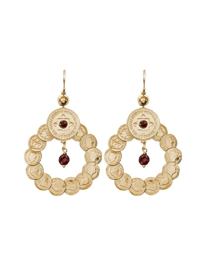 Fiorina Jewellery Gold Messina Earrings Garnet
