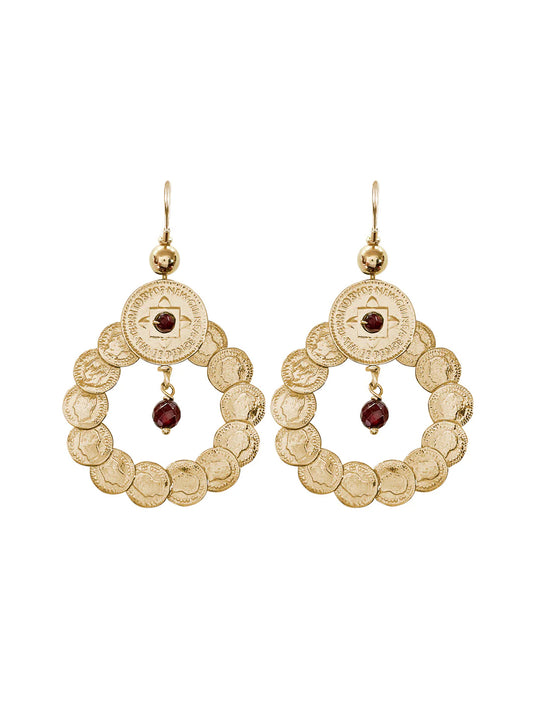 Fiorina Jewellery Gold Messina Earrings Garnet