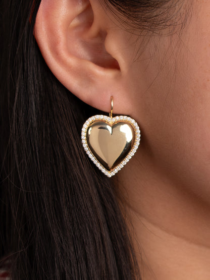 Fiorina Jewellery Gold & Diamond Halo Heart Earrings