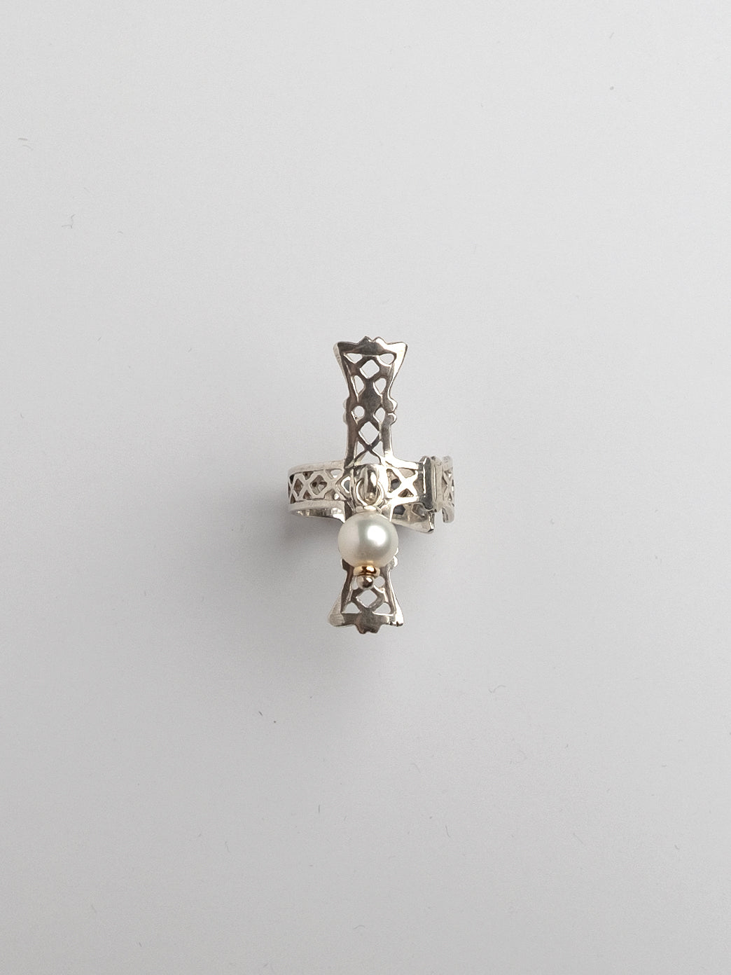 Fiorina Jewellery Lacroix Cross Ring Pearl