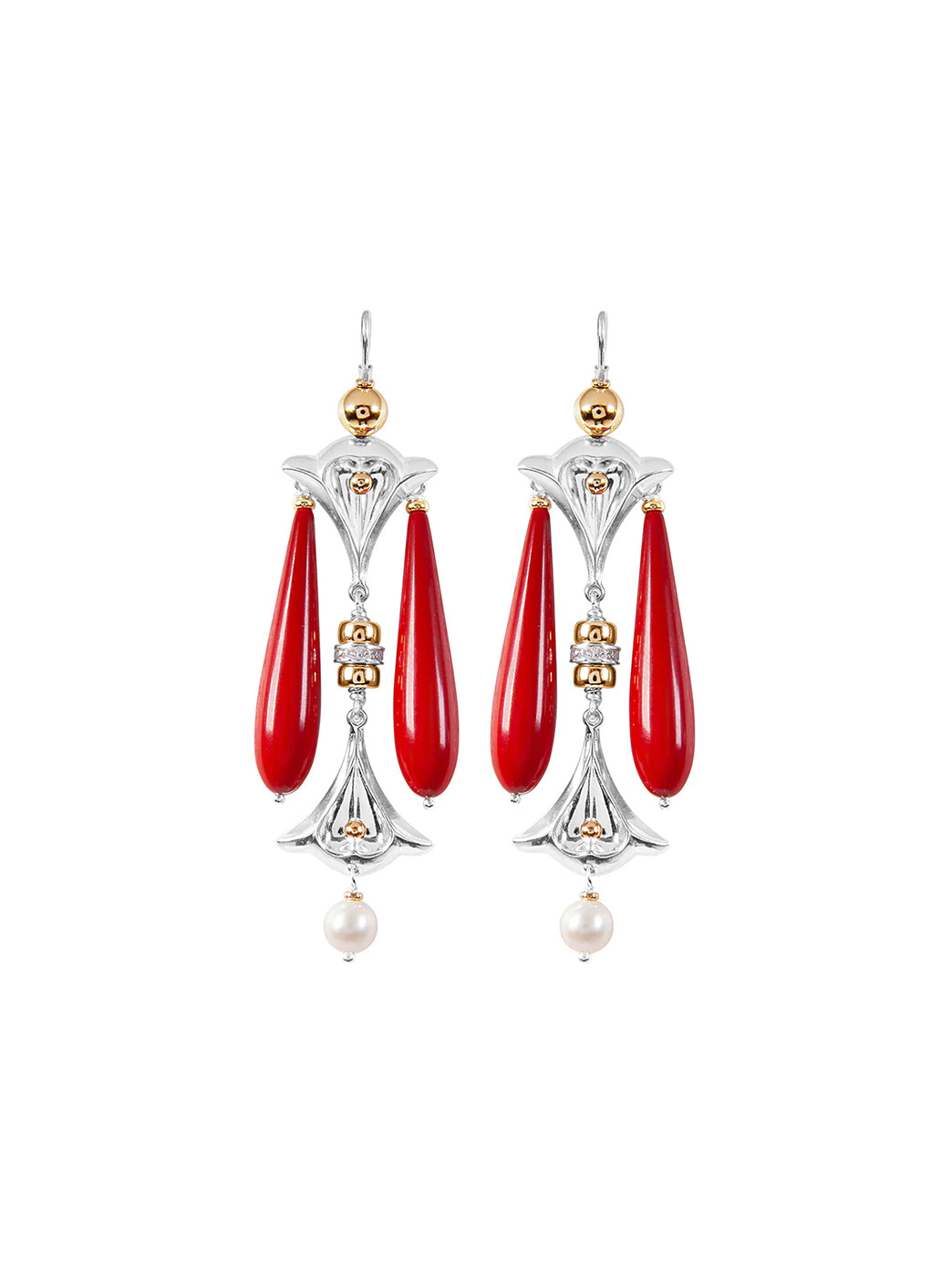Fiorina Jewellery Lumiere Drop Earrings Red Coral