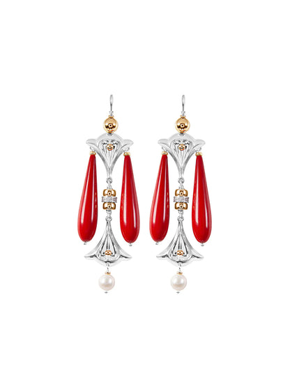 Fiorina Jewellery Lumiere Drop Earrings Red Coral