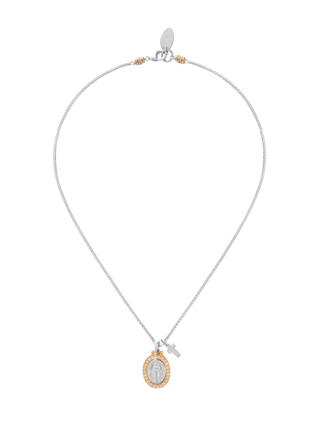 Fiorina Jewellery Medallion Necklace Mary Gold Plated Cross