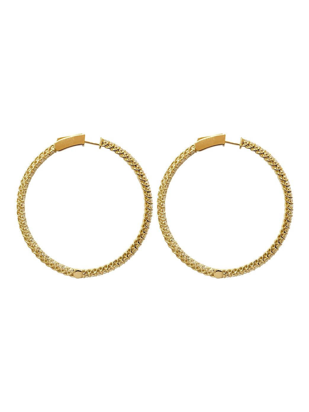 Fiorina Jewellery Round Gold White Sapphire Hoops Side View