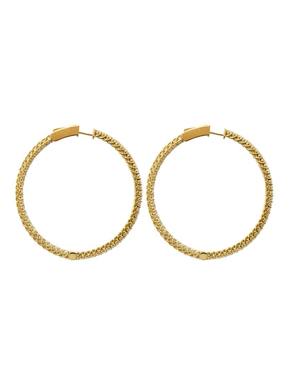 Fiorina Jewellery Round Gold White Sapphire Hoops Side View