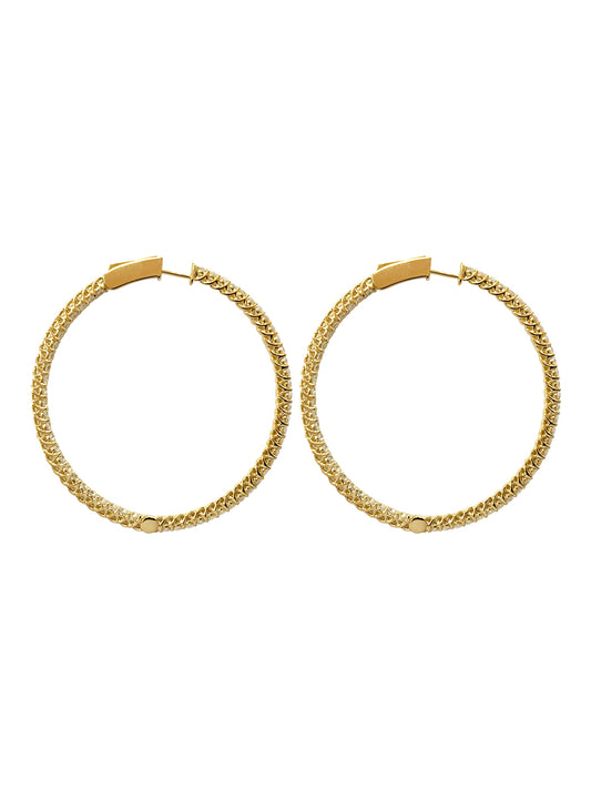Fiorina Jewellery Round Gold White Sapphire Hoops Side View