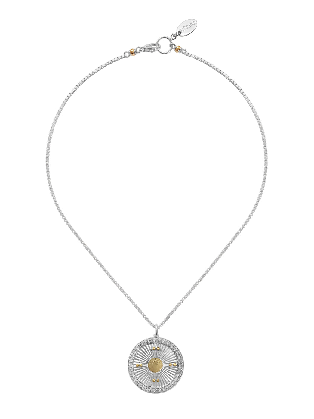 Fiorina Jewellery Sunray Necklace White Spinel Coin