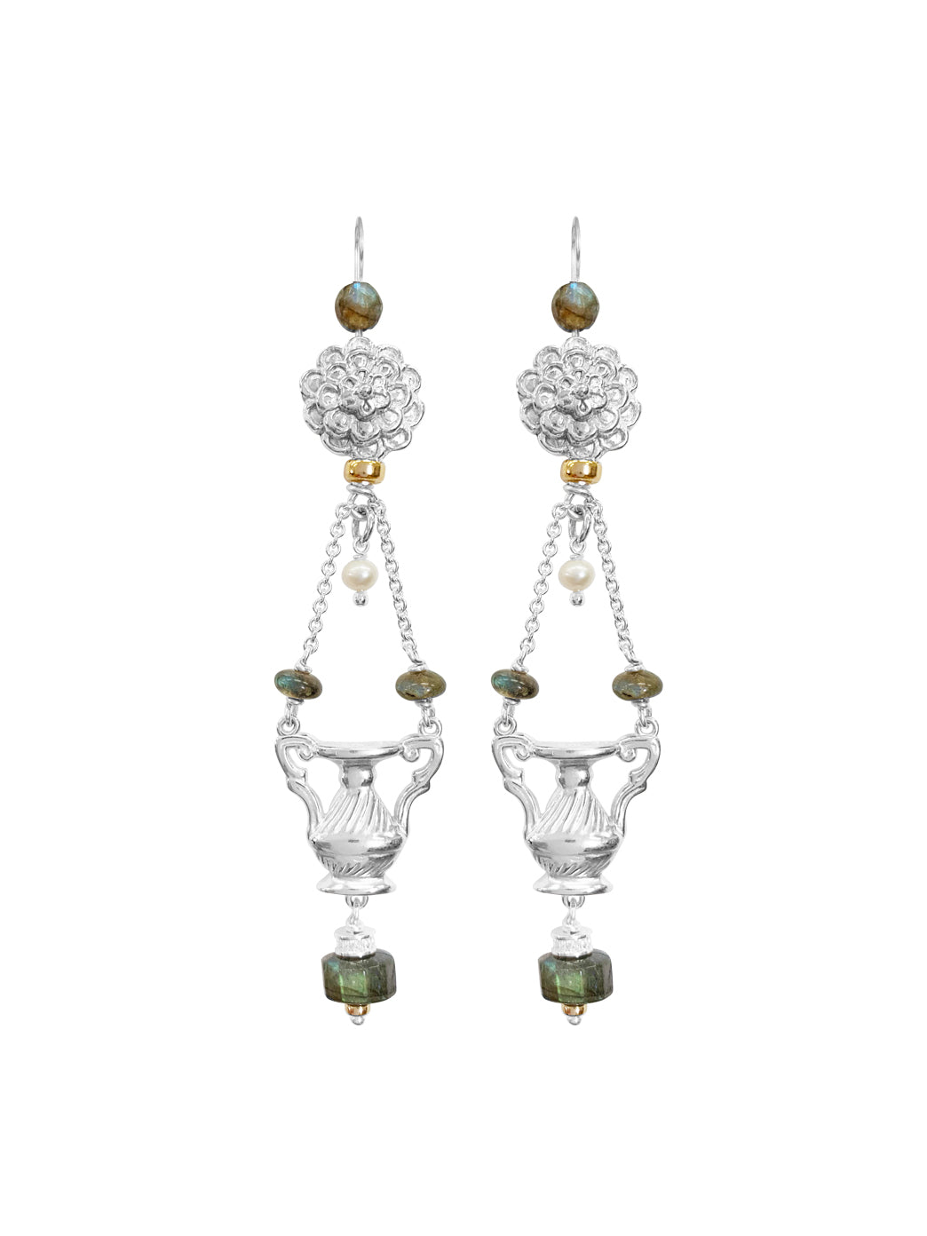 Como Earrings with Labradorite and Pearl