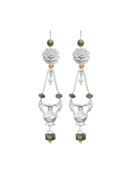 Como Earrings with Labradorite and Pearl