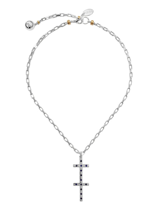 Fiorina Jewellery Unity Cross Necklace Blue Sapphire