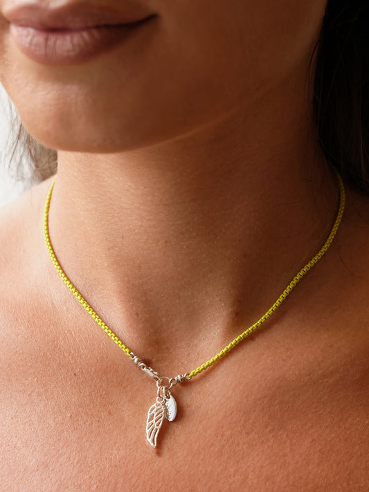 Wham Neon Yellow Necklace with Wing