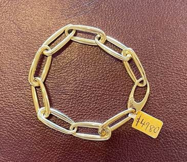 9ct Yellow Gold Oblong Trace Link Bracelet - 20cm length