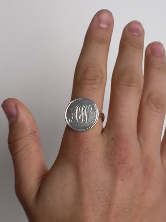 Men's Engraved Coin Ring, Size X
