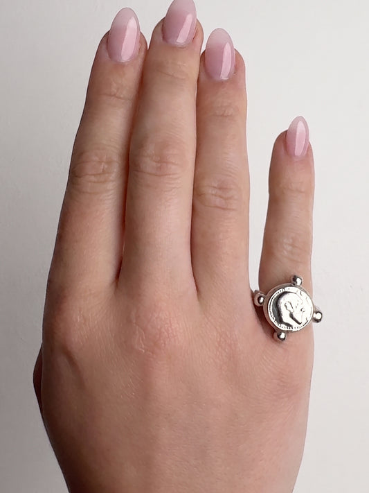Coin Pinkie Ring, Original Sample, Size H