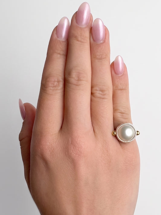 Pearl Pinkie Ring with 9ct Yellow Gold Accents