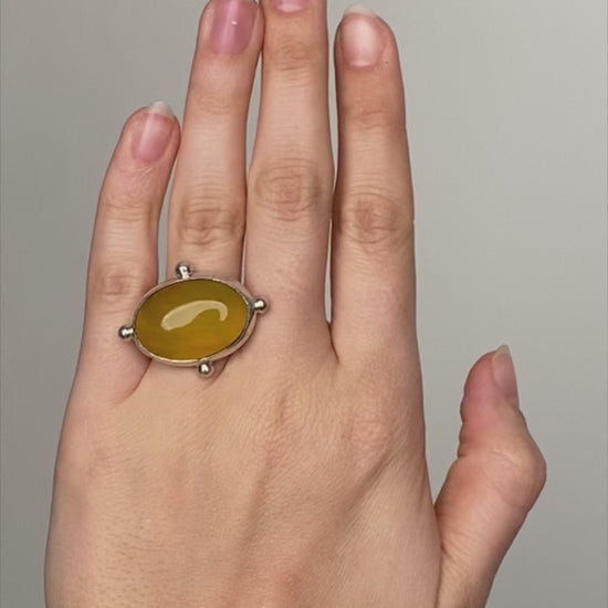 Fiorina Jewellery Oval Fishband Ring Yellow Agate