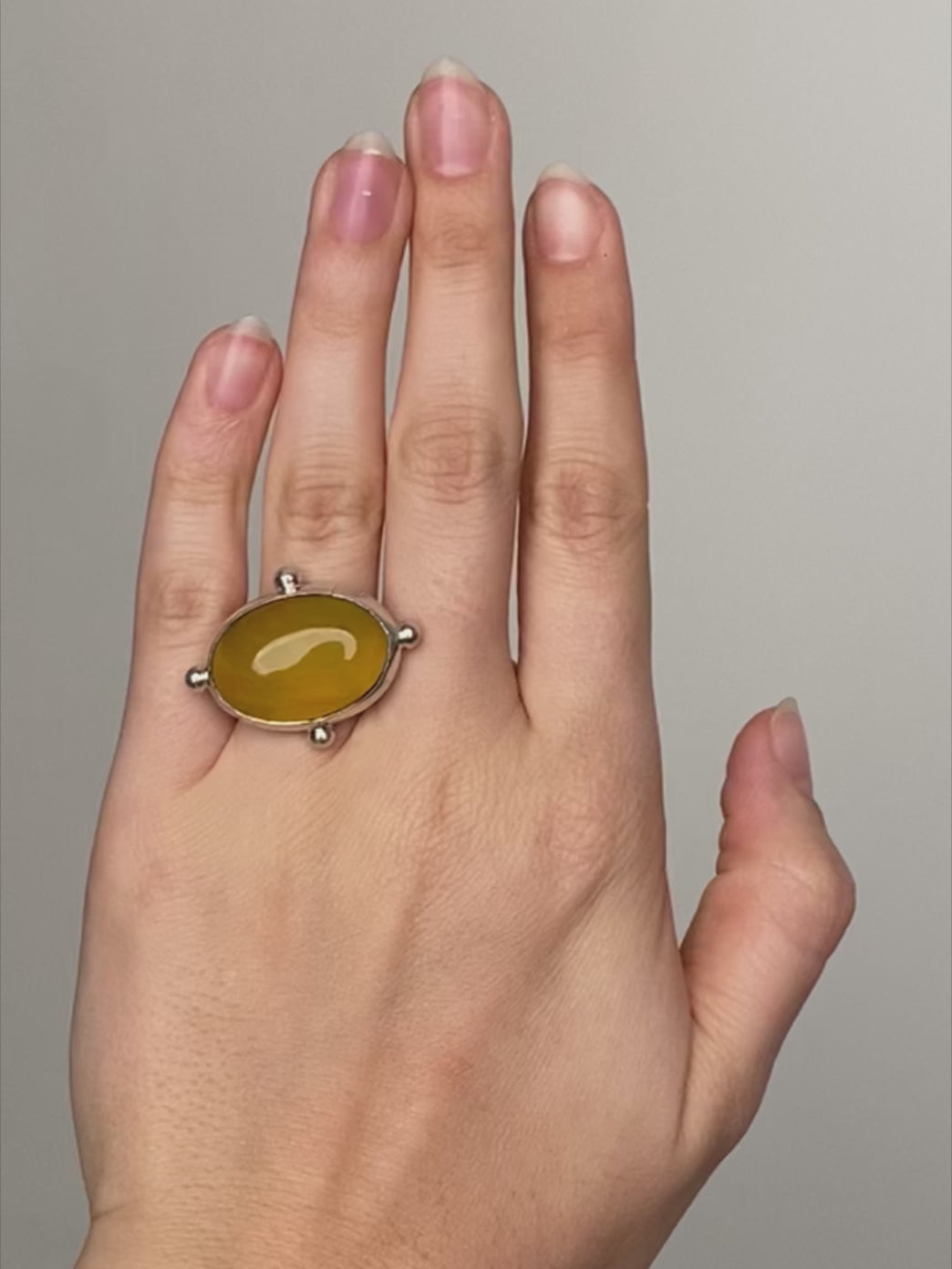 Fiorina Jewellery Oval Fishband Ring Yellow Agate